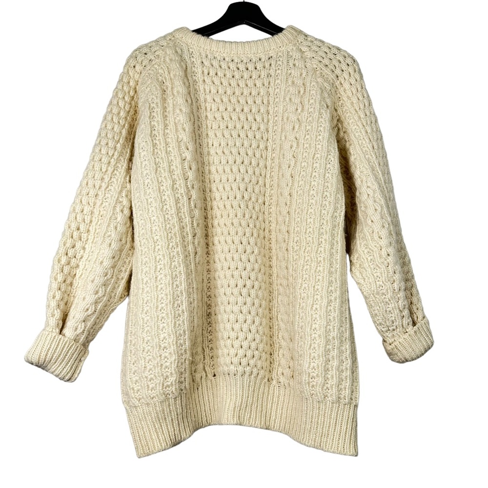 Vintage Cladyknit Donegal Ireland Fisherman Sweater Wool Cable Knit Cream L/44
